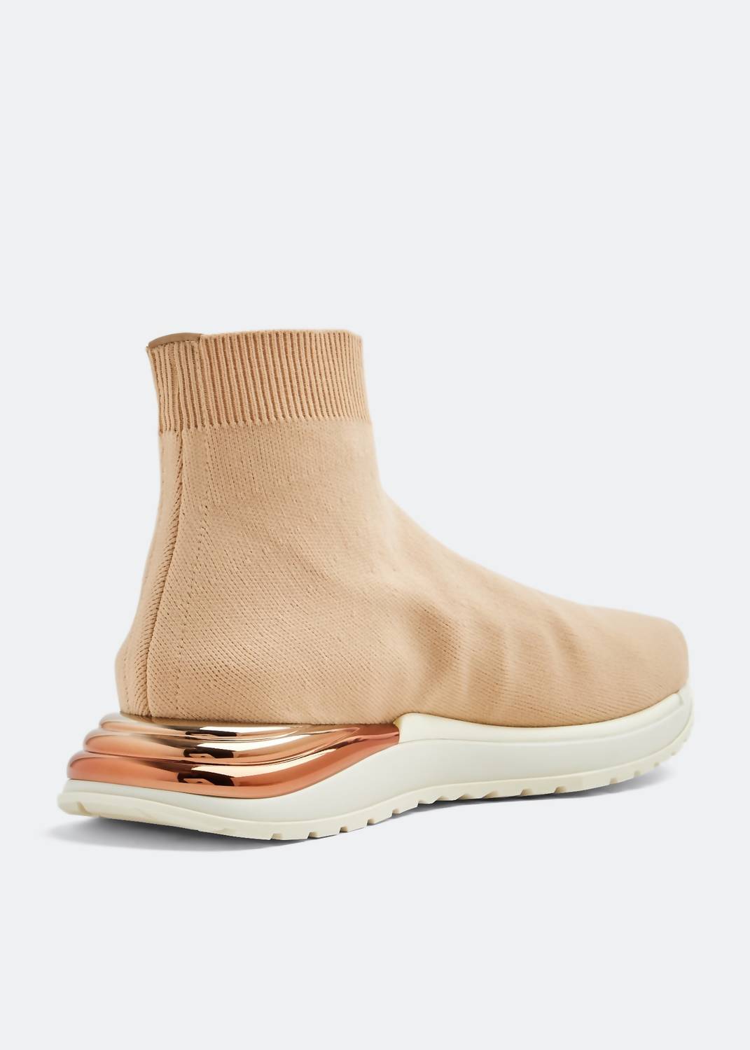 Salvatore Ferragamo Women's Ninette Metallic Heel-counter Sneakers in beige - women's sneaker - detail view
