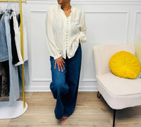 Her Bottari - Button Front Tie Neck Blouse