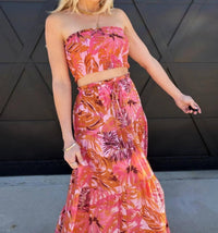 Ee:Some - Tropical Bandeau Floral Skirt Set