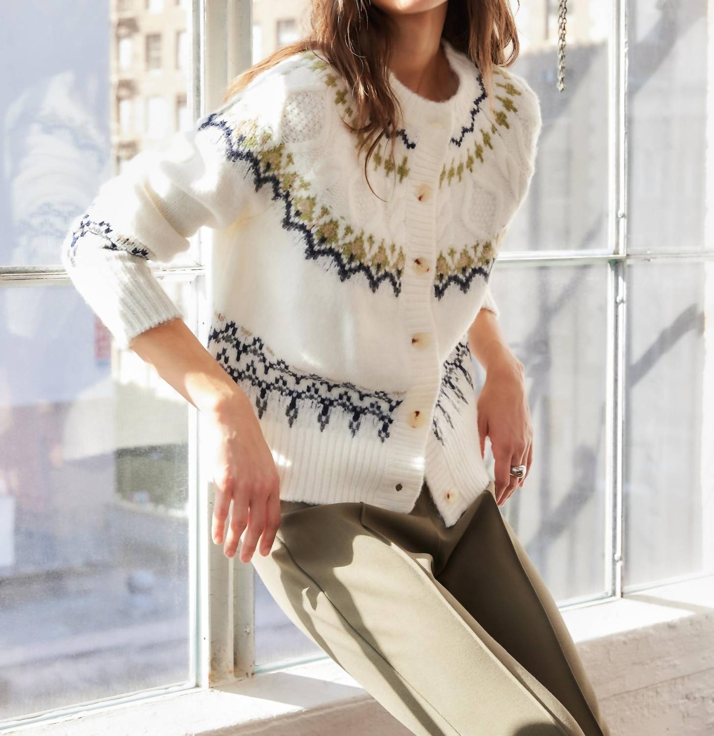 Fifteen Twenty - Astrid Fair Isle Cardigan Sweater