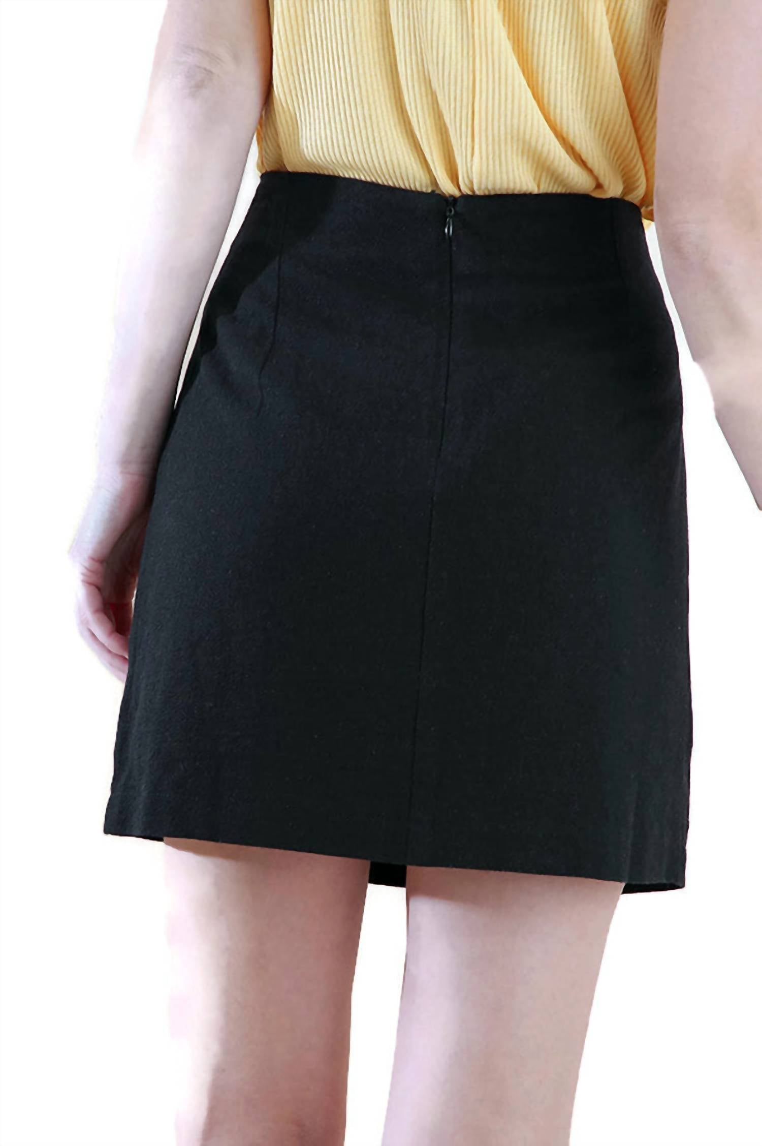 umgee Floral Embroidered High Waist Mini Skirt in black - women's skirt - detail view