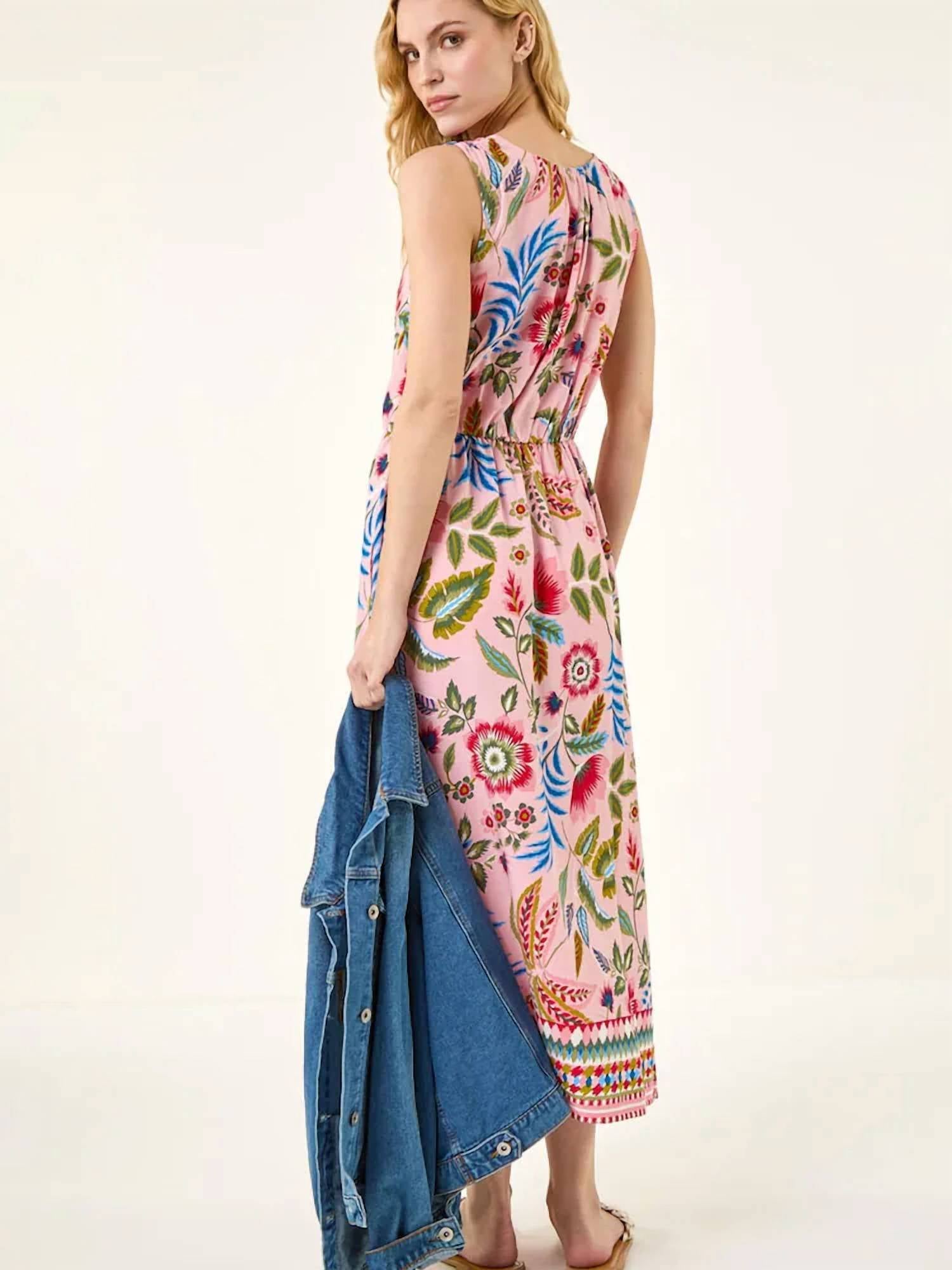 Charlie B - Printed Viscose Dress With Smocking at Waist