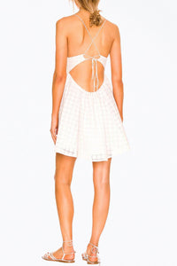 JODI FLORAL-EMBROIDERED EYELIT MINI DRESS