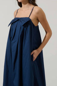 SUGARLIPS Melly Pleated Bow Maxi Dress in navy - women's dress - view 4