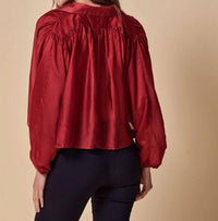 THE SHIRT Long Sleeve Hayden Shirt Top in red - women's long sleeve top - alternate view