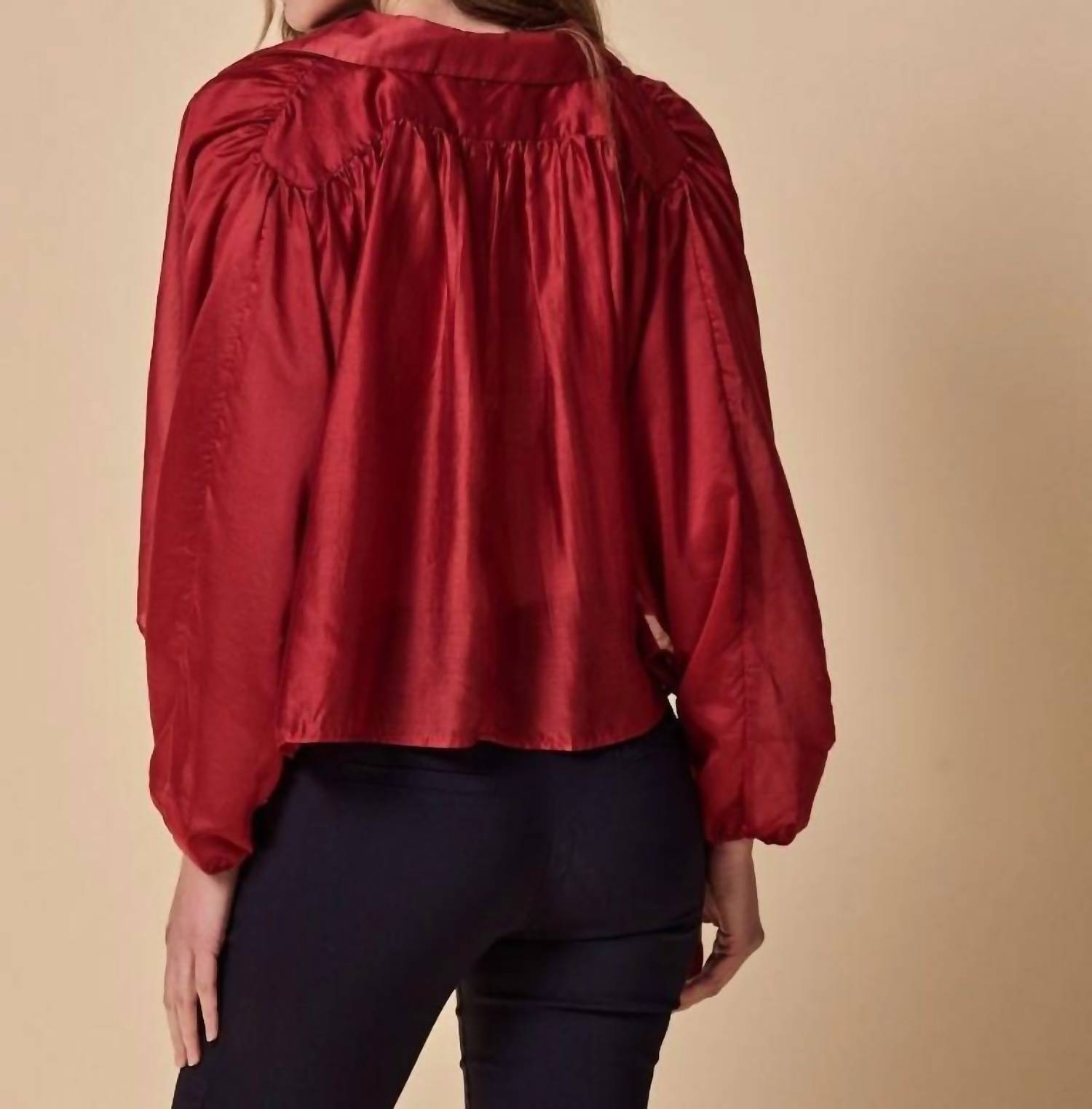 THE SHIRT Long Sleeve Hayden Shirt Top in red - women's long sleeve top - alternate view