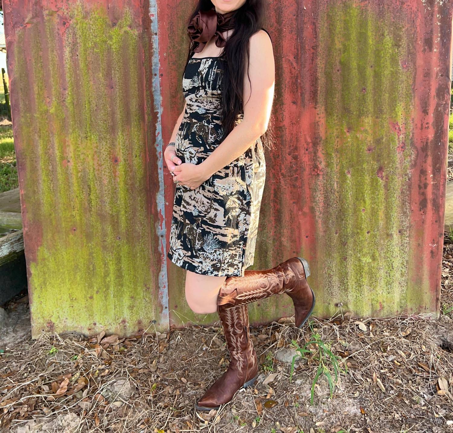 2FlyCo Painted Desert Sleeveless Mini Dress in black tan - women's dress - detail view