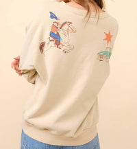 Blue B Western Graphic Howdy Sweatshirt in taupe - women's top - detail view
