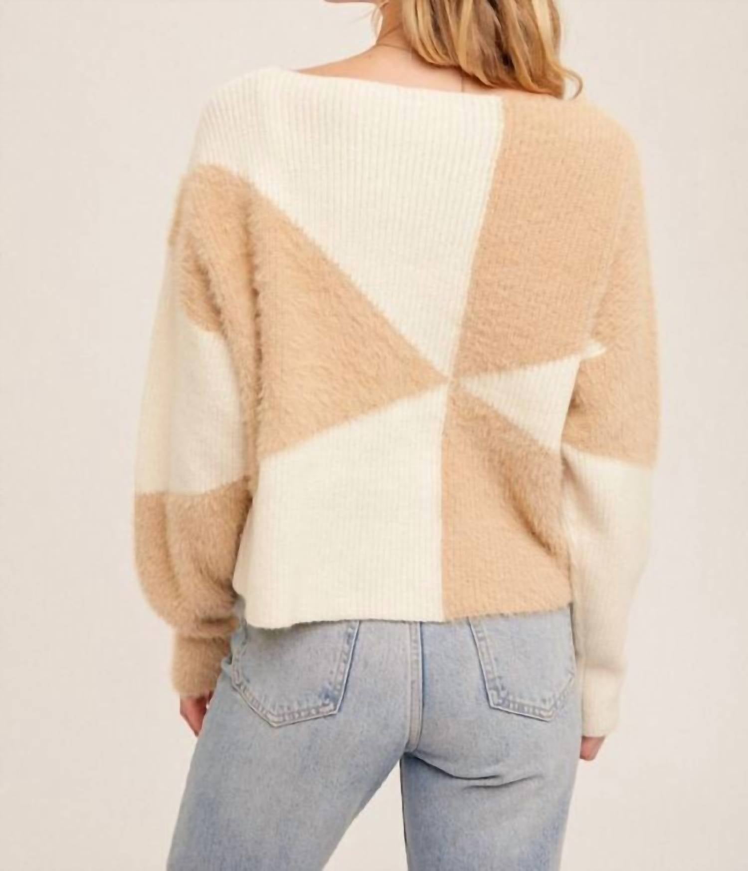 Hem & Thread - Fuzzy Color Block Sweater