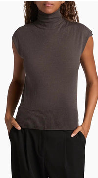 Rick Owens - Maglia Cashmere Cap Sleeve Turtleneck Top