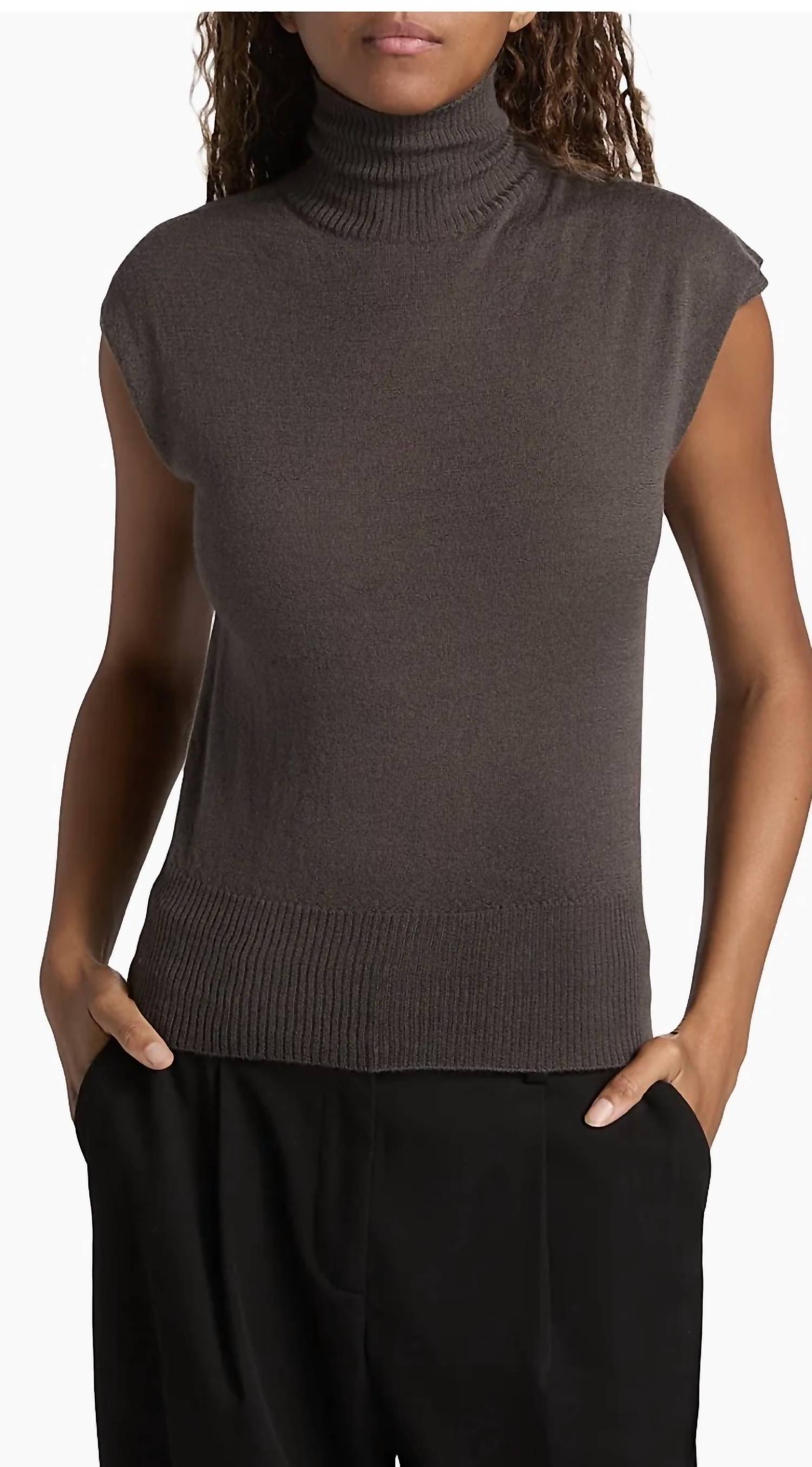 Rick Owens - Maglia Cashmere Cap Sleeve Turtleneck Top