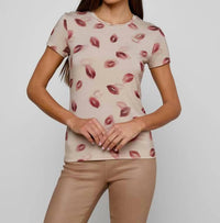 L'Agence Ressi Fitted Tee in taupe dark red faded kiss - women's t-shirt