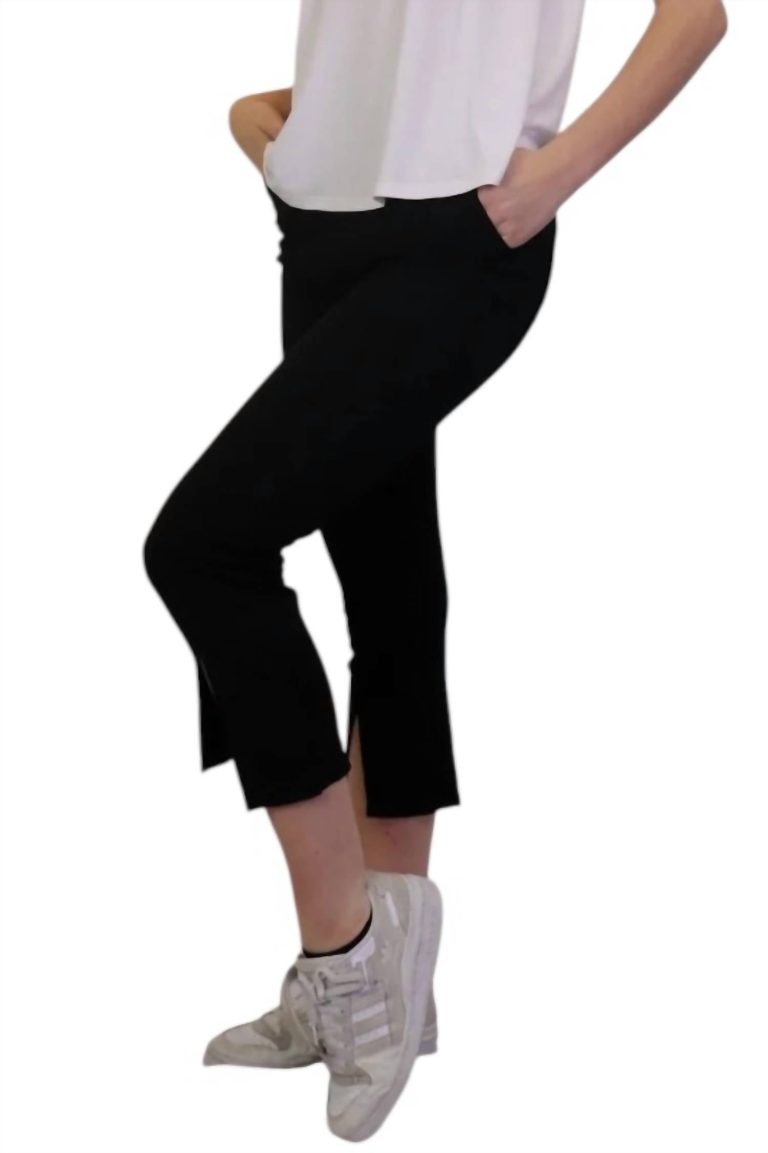 Papillon Split Hem Pants in black - women's pants