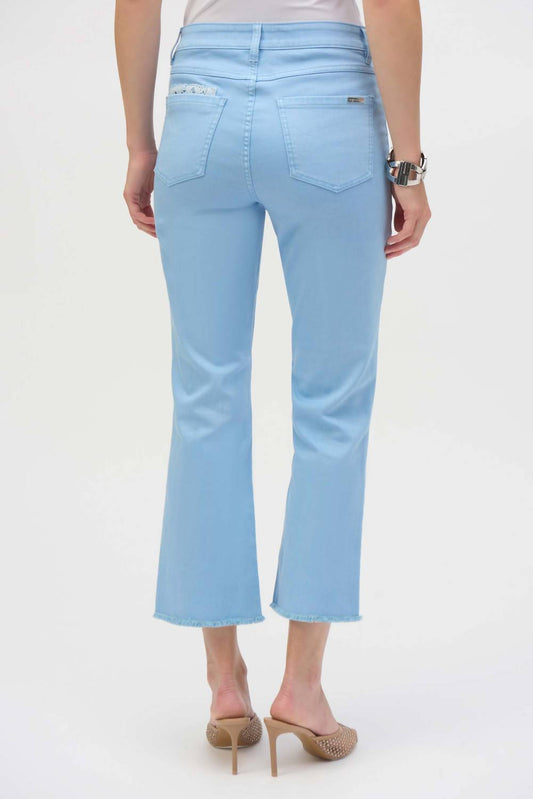 Joseph Ribkoff - Stretch Flare Crop Jeans With Frayed Hem