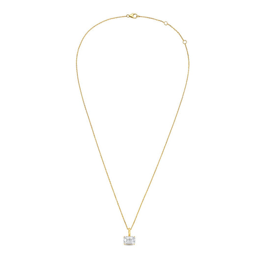 Diana M Jewels - 6.00 Ct East–west Emerald-shaped Lab-grown Diamond Solid Bail Pendant Necklace