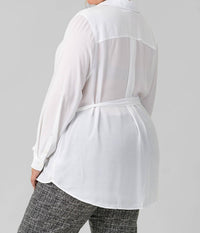Nydj - Belted Tunic Collared Blouse - Plus