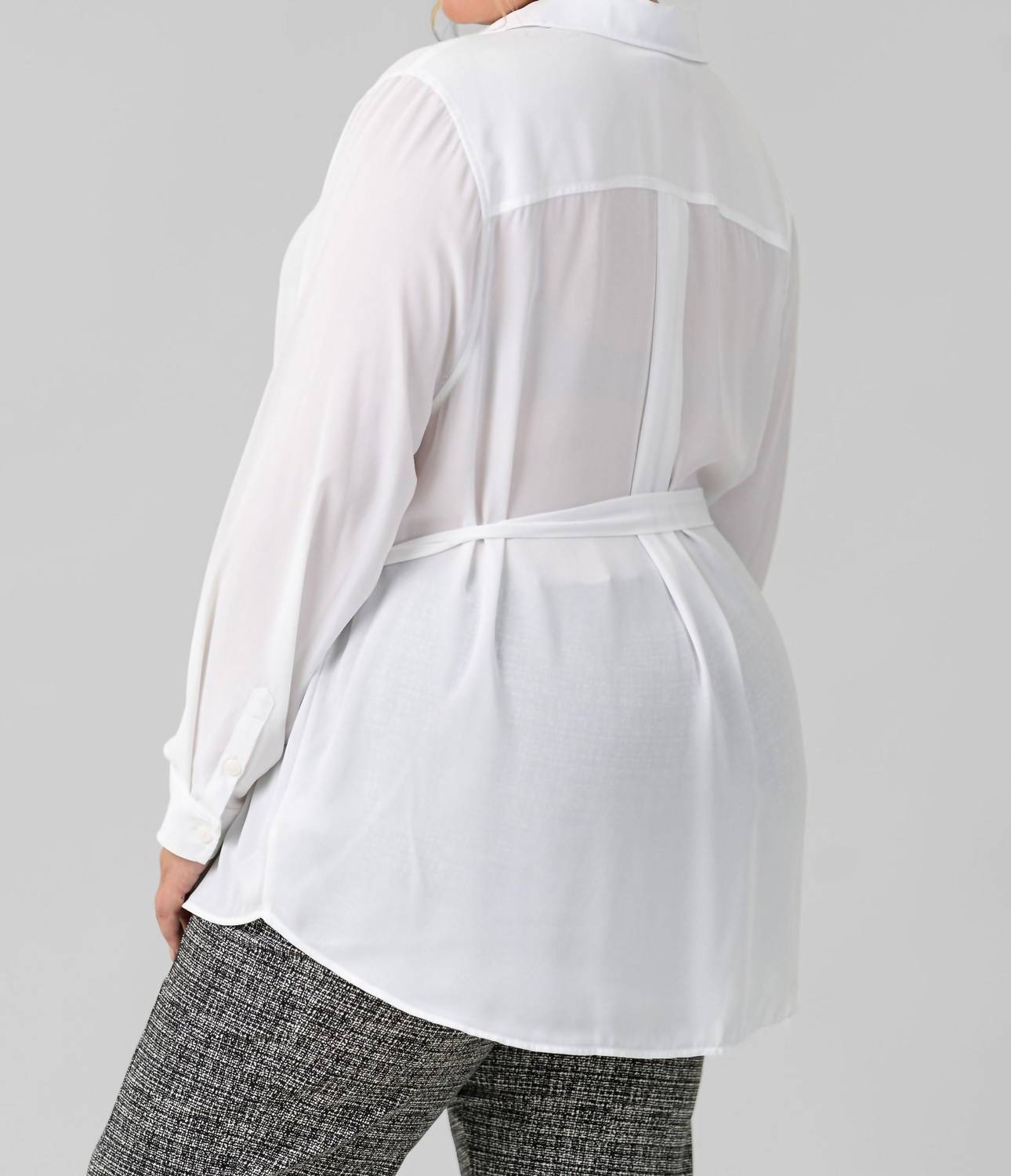 Nydj - Belted Tunic Collared Blouse - Plus