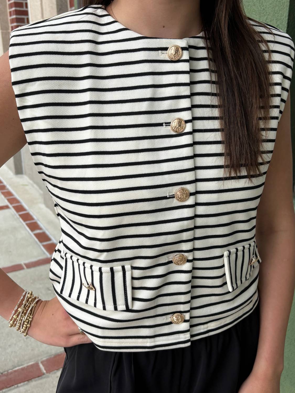 Entro - Striped Button Vest