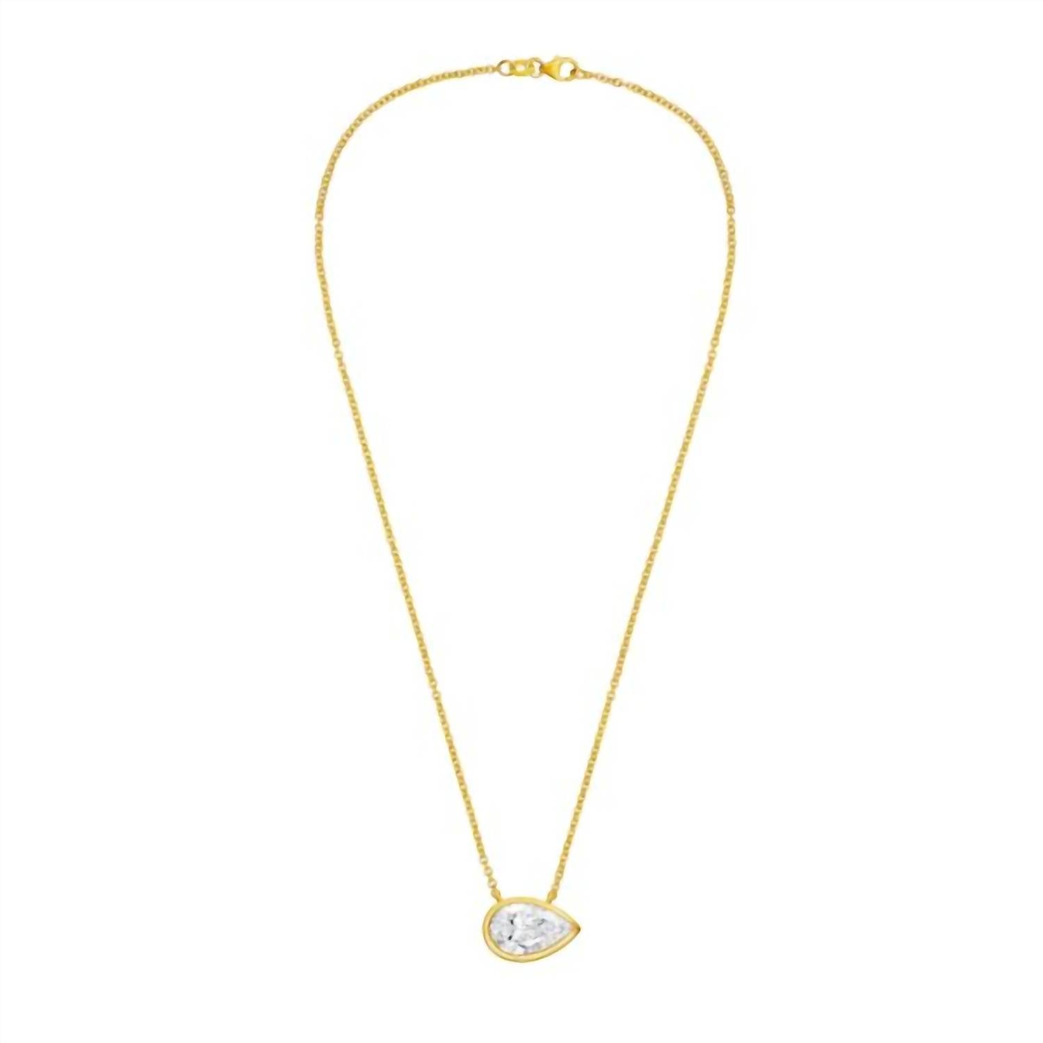 Diana M Jewels - Women's East West Pear Shape Bezel Lab-grown Diamond Pendant Necklace (8.00 Ctw)
