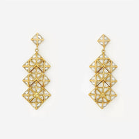 Avenue Chic - Women's Pyramid Mirror Long Earrings
