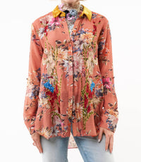 Aratta Gardenia Embroidered Shirt in antique copper - women's shirt