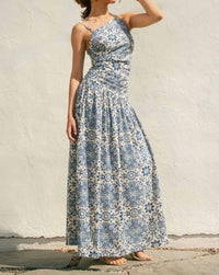Dress Forum - Summer Capri Drop Waist Ruched Maxi Dress