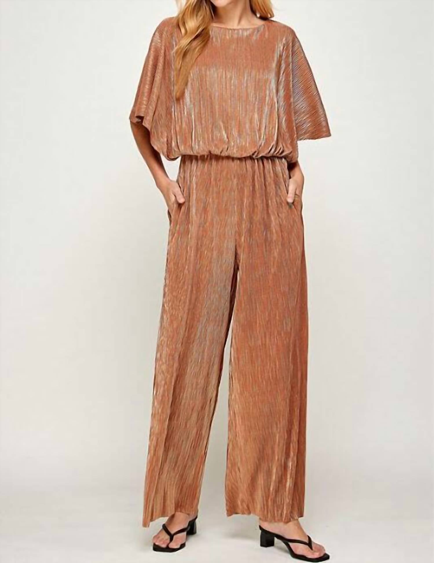 See And Be Seen - Metallic Pleats Jumpsuit