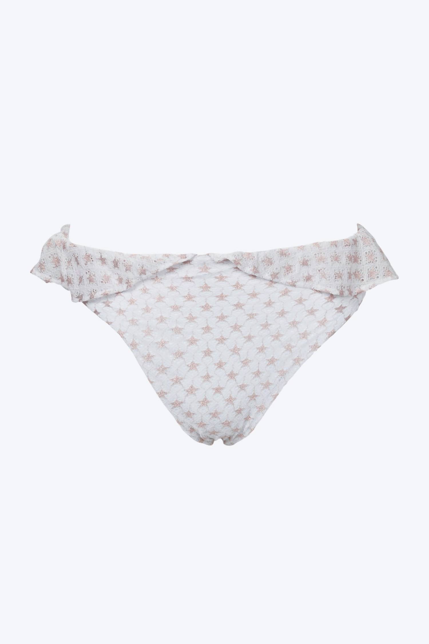 BELLA RUFFLED HIGH-LEG LACE BIKINI BOTTOM