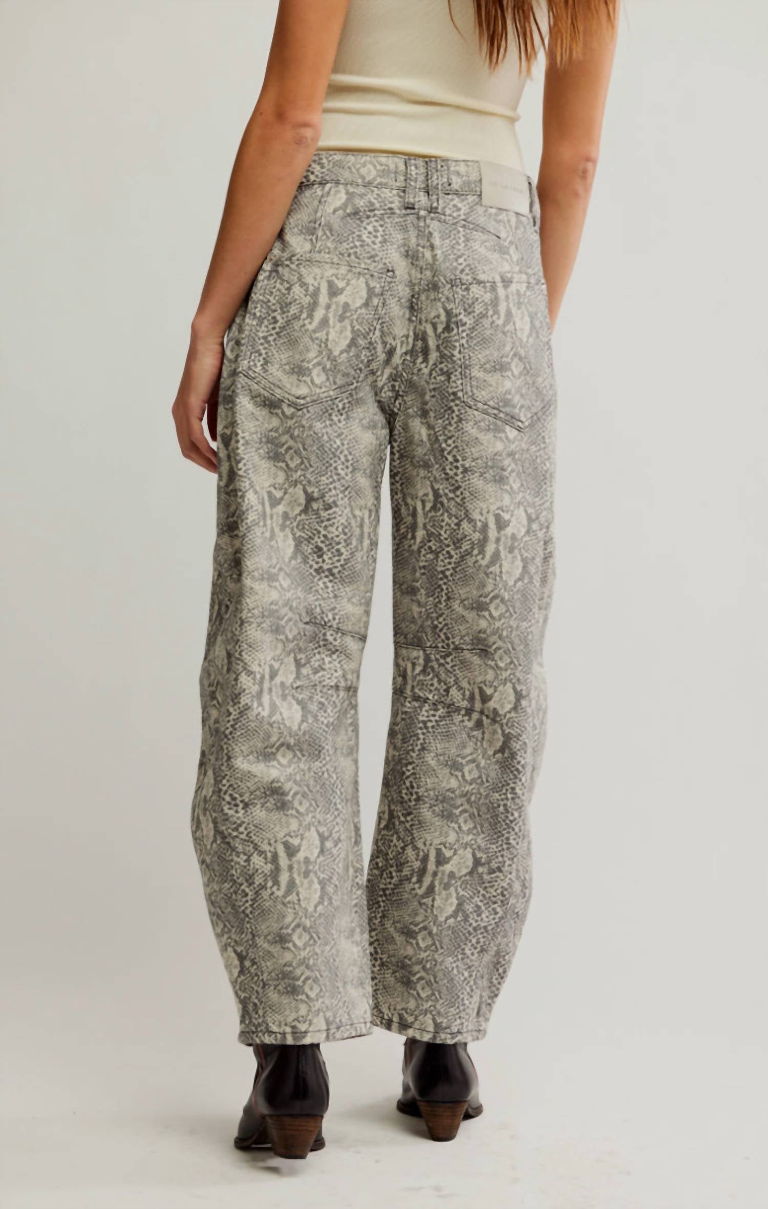 Free People - Women's Good Luck Printed Barrel Jeans