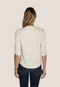 Dylan Julia Stripe Knit in white - women's t-shirt - detail view