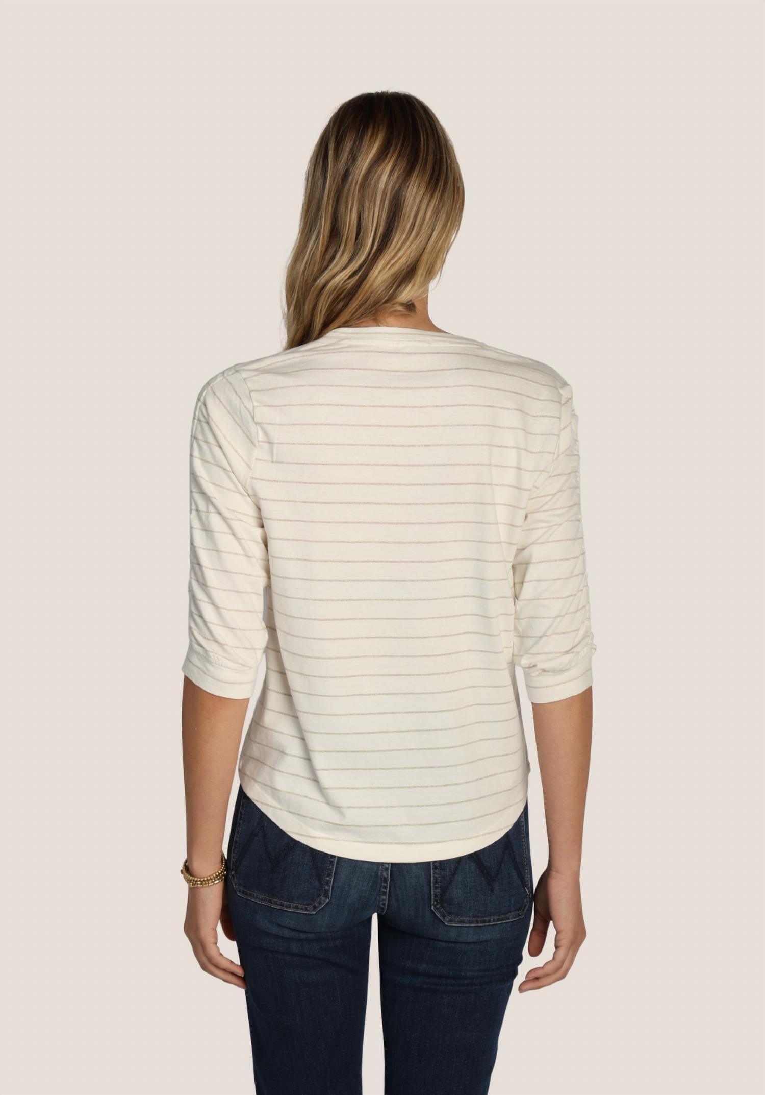 Dylan Julia Stripe Knit in white - women's t-shirt - detail view