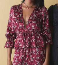 CIAO LUCIA Renata V-neck Top in ruby - women's blouse - view 4