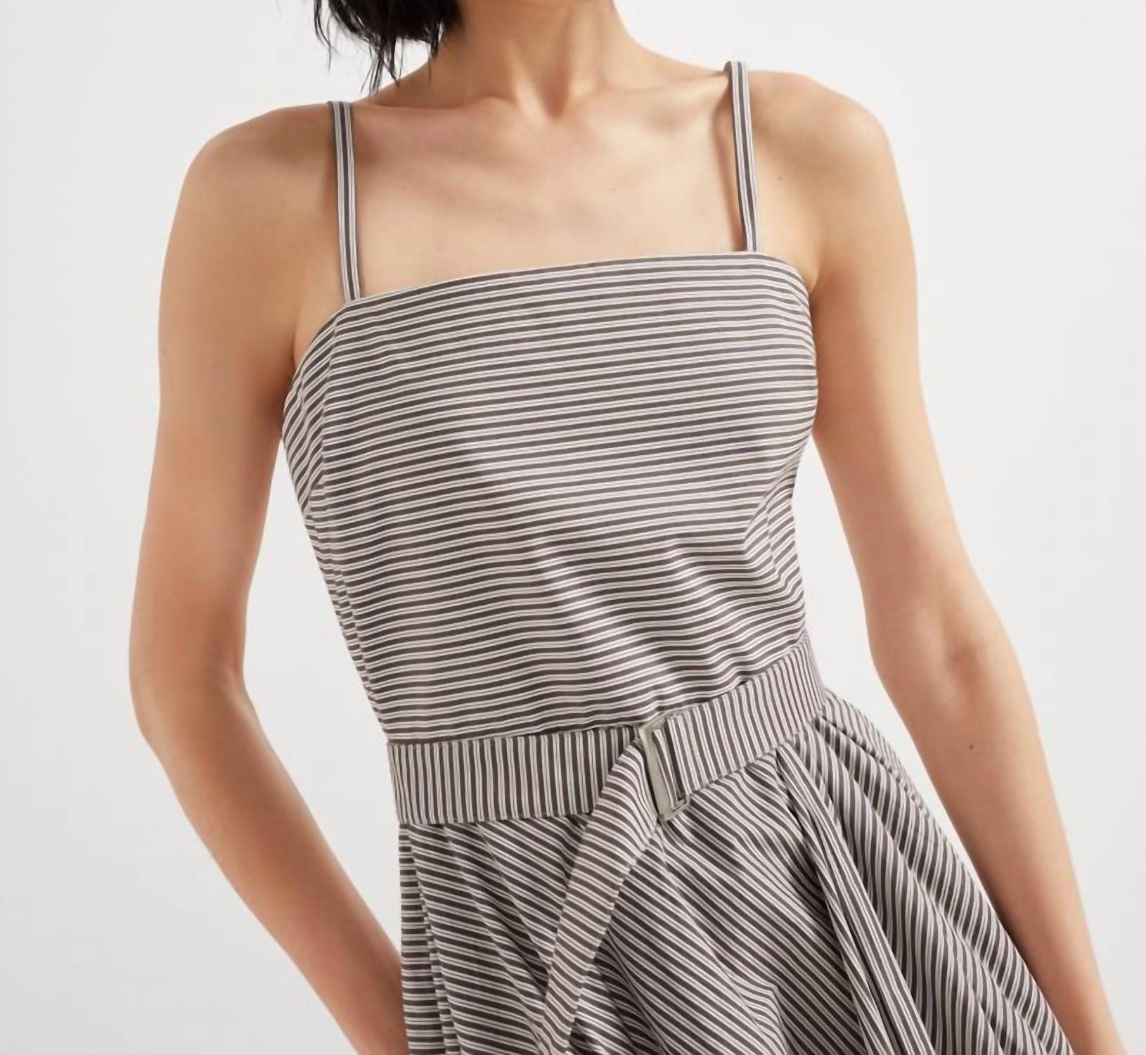 Brunello Cucinelli - Sleeveless Striped Dress With Bubble Hem