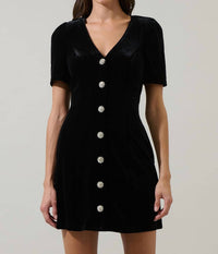 Sugarlips - Jackson Velvet Button Mini Dress