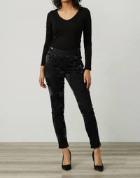 Joseph Ribkoff - Flocked Velvet Floral Print Jeans