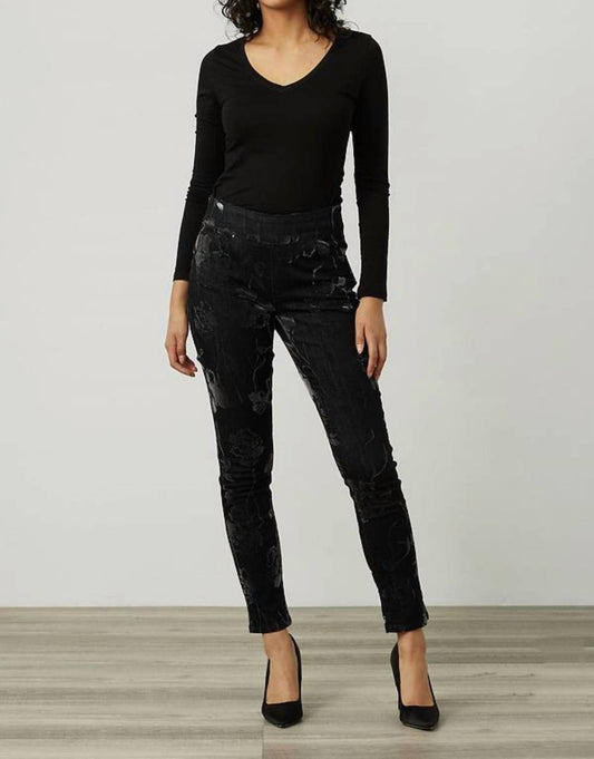 Joseph Ribkoff - Flocked Velvet Floral Print Jeans