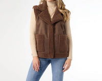 Coco + Carmen - Brittni Faux Suede Sherpa Lined Vest