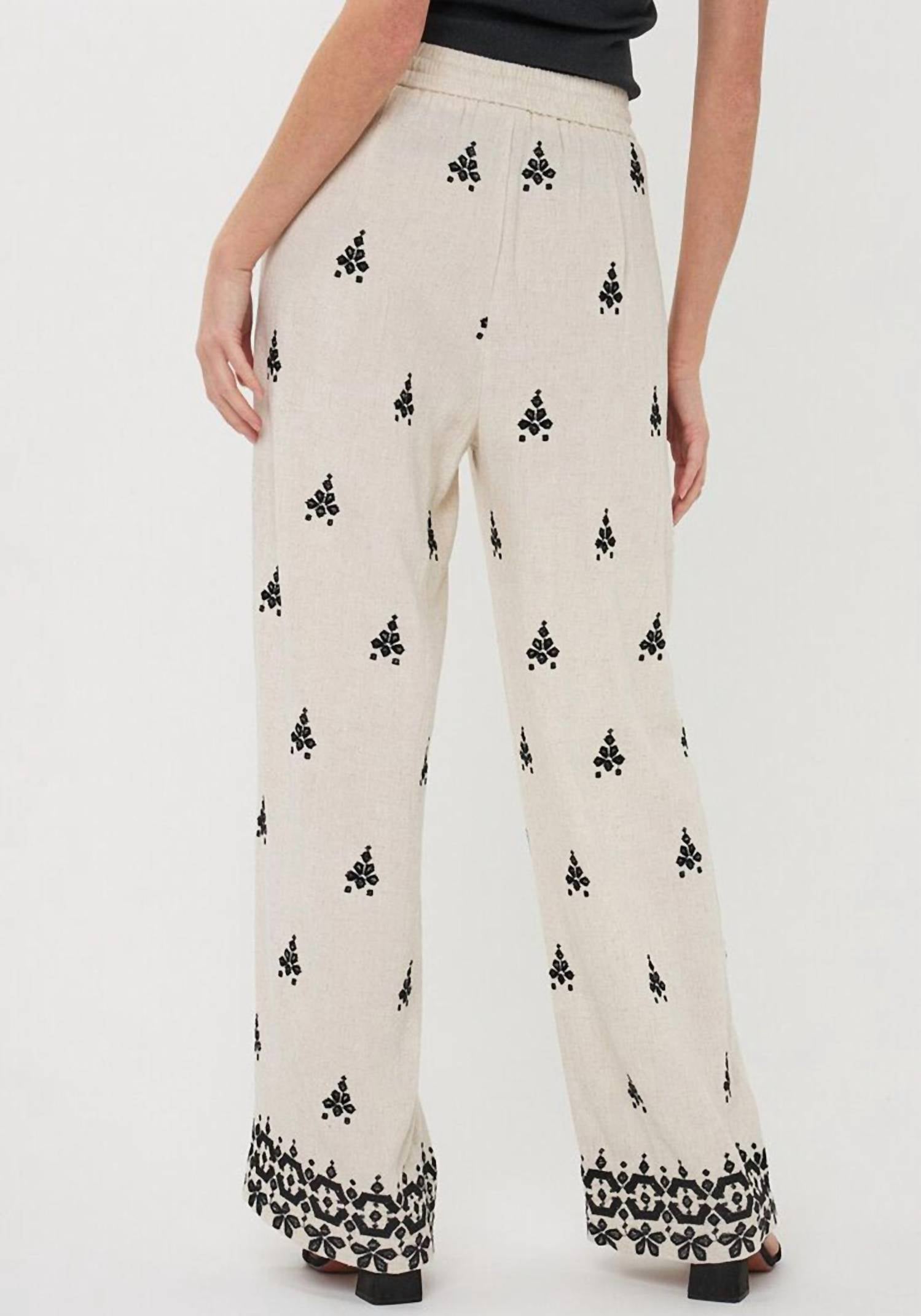 Esqualo - Linen Blend Embroidered Trousers
