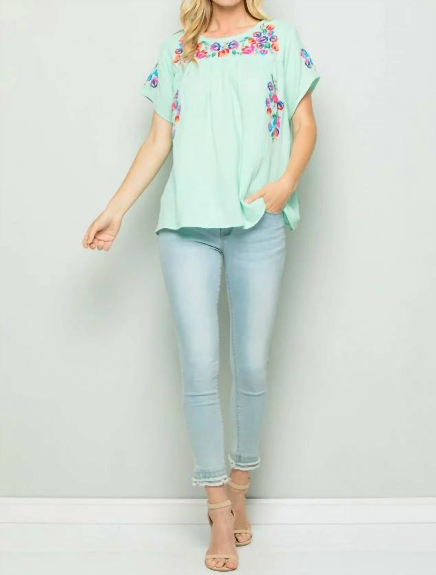 See And Be Seen - On The Border Embroidered Top