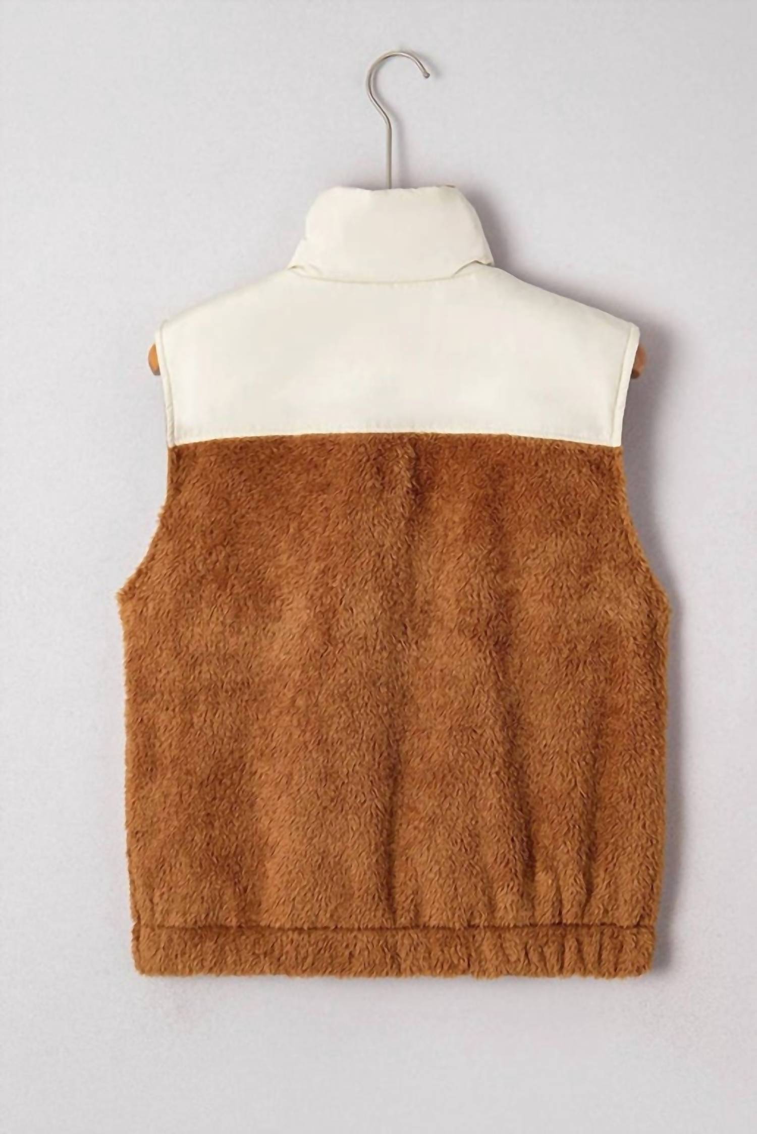Lovesoft Women's Half-zip Sherpa Pullover Vest in beige brown - women's jacket - view 5