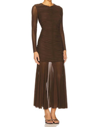 STEVE MADDEN Kiara Ruched Dress in dark espresso - women's dress - alternate view