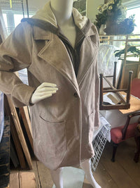 Hem & Thread - Women's Faux Hoodie Insert Herringbone Towfer Coat