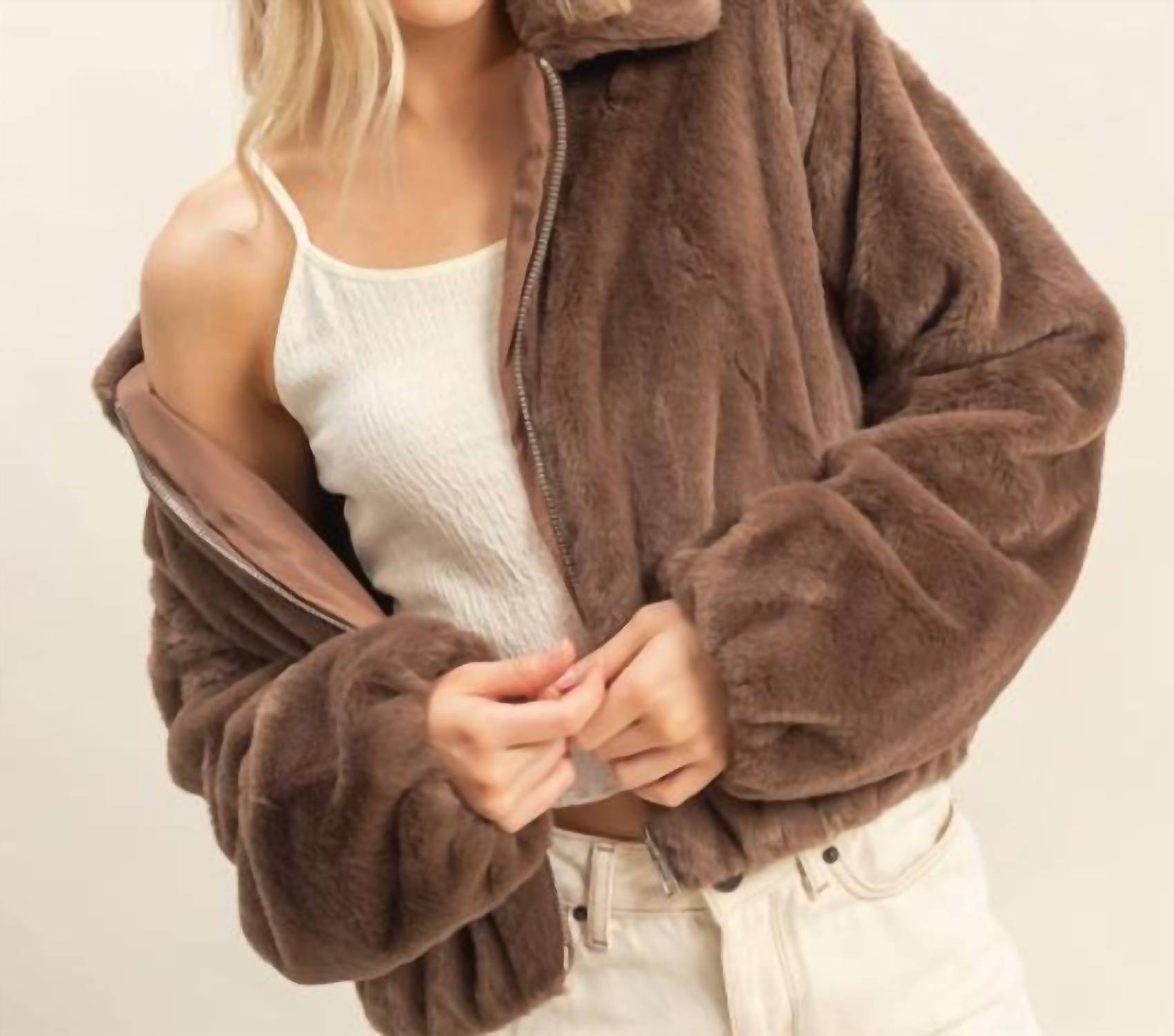 Hyfve - Gus Faux Fur Zip Jacket