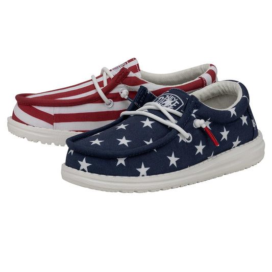 Hey Dude - Wally Youth Patriotic Flag Shoe