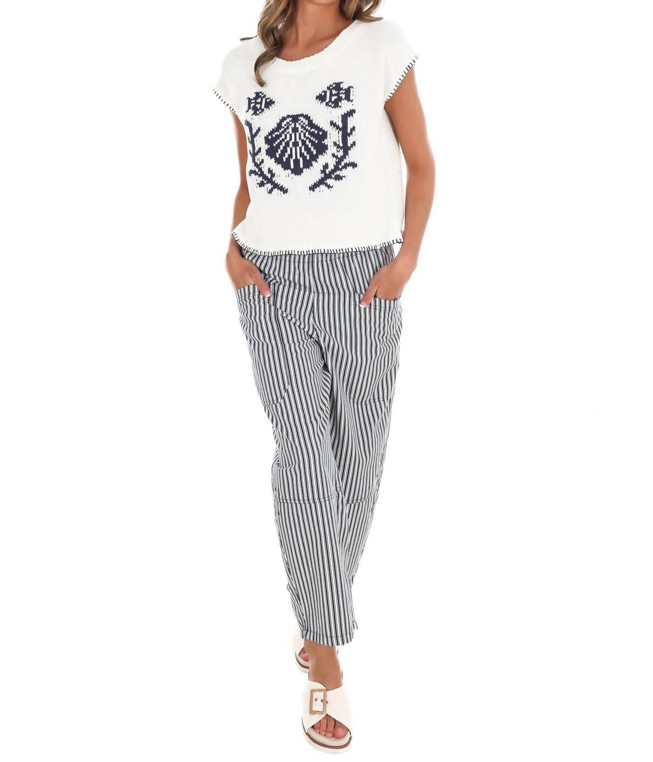 Blu Pepper - Women's Seaside Stitch Sweater