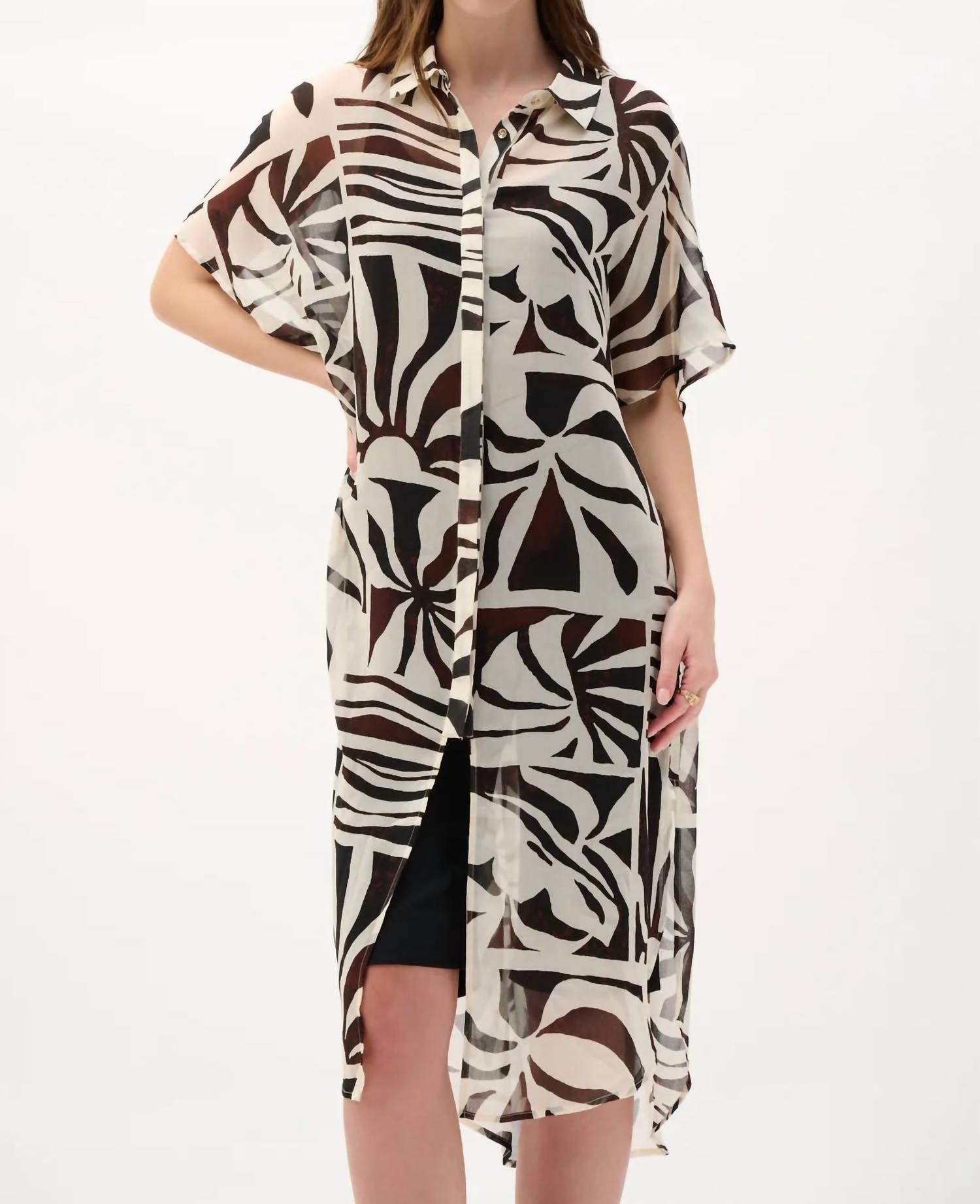 Joseph Ribkoff - Chiffon Tropical Print Straight Blouse