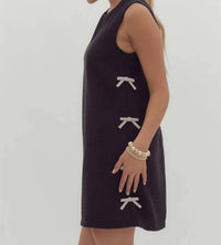 Entro - Textured Embellished Bow Mini Dress