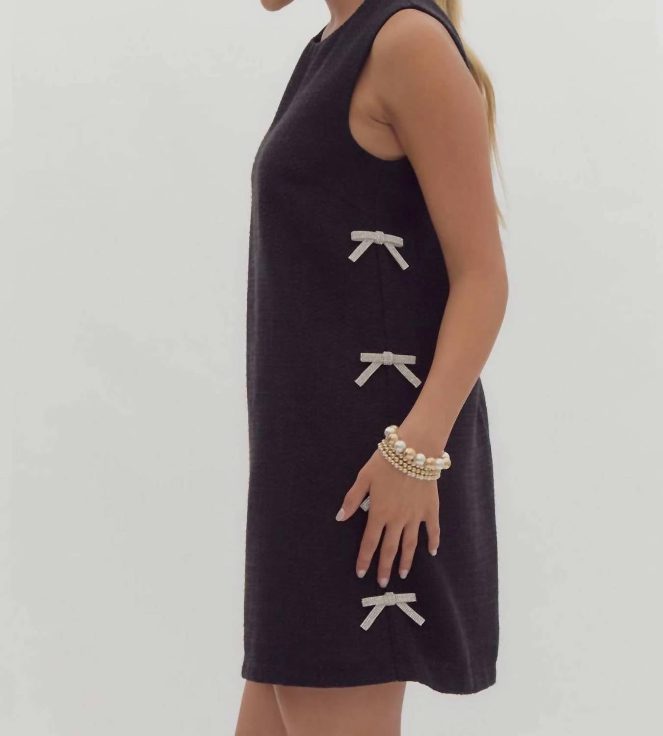 Entro - Textured Embellished Bow Mini Dress