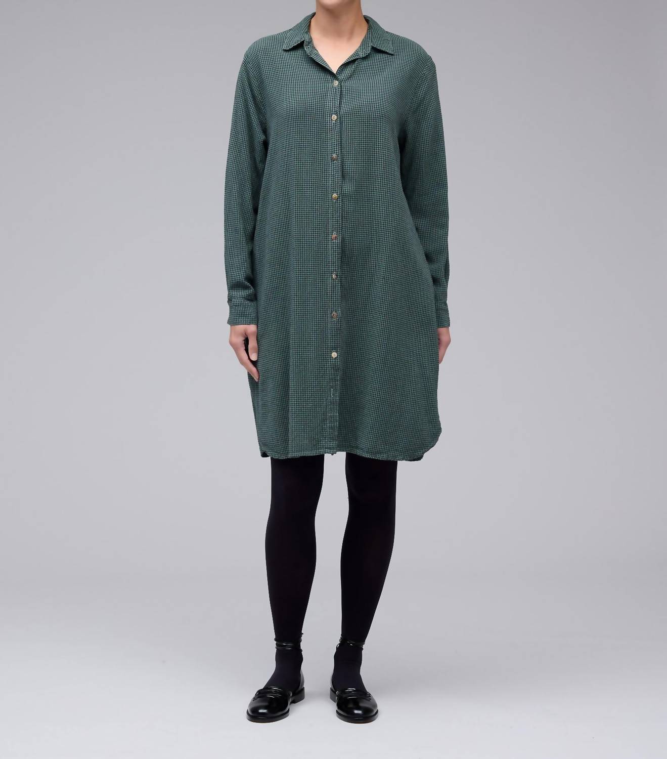 cut loose Mini Check Shirt Dress in succulent - women's dress