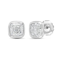 Diana M Jewels - Women's Cushion Cut Studs In A Bezel Setting Earrings (12.00 Ct) - Luxe